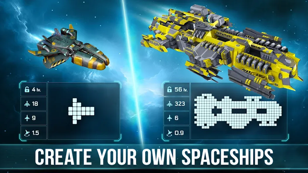 Space Arena: Construct & Fight (Спейс Арена) [МОД: Меню, Бесконечные монеты и Открытые уровни] Screenshot 1