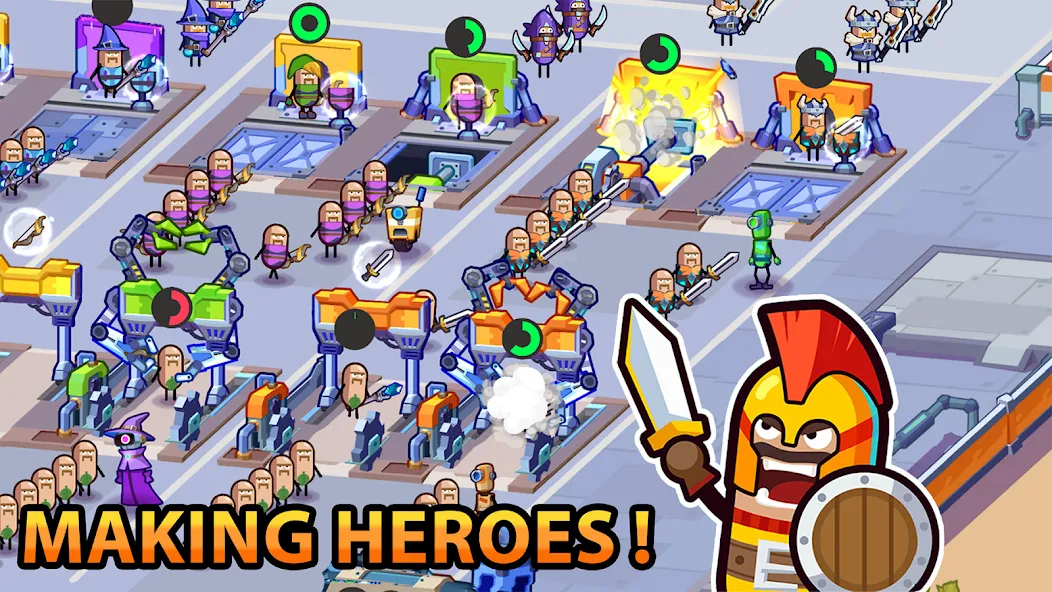 Hero Making Tycoon: Idle Games (Хиро Мейкинг Тайкун) [МОД: Меню, Бесконечные монеты и Открытые уровни] Screenshot 1