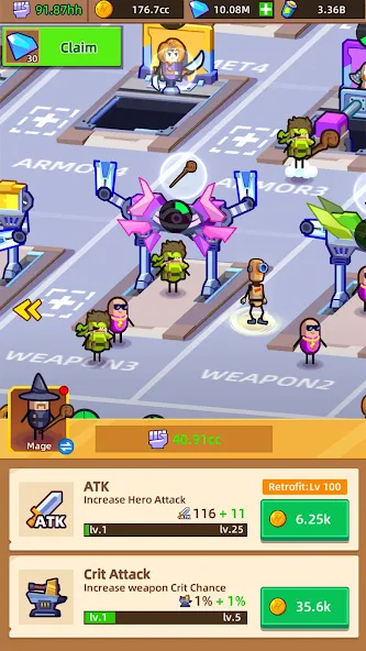 Hero Making Tycoon: Idle Games (Хиро Мейкинг Тайкун) [МОД: Меню, Бесконечные монеты и Открытые уровни] Screenshot 5