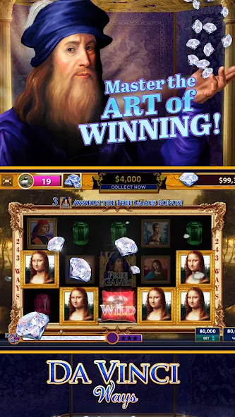 Da Vinci Diamonds Casino – Bes (Да Винчи Даймондс Казино) [МОД: Бесконечные деньги, Монеты и Мега MOD] Screenshot 2