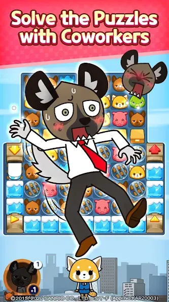 Aggretsuko : Match 3 Puzzle (Аггретсуко) [МОД: Бесконечные деньги, Монеты и Мега MOD] Screenshot 2