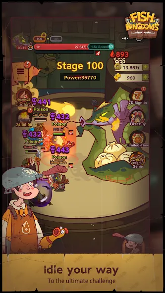 Fish Kingdoms: Idle Arena (Фиш Кингдомс) [МОД: Много монет, Открытые уровни и Мега MOD] Screenshot 4