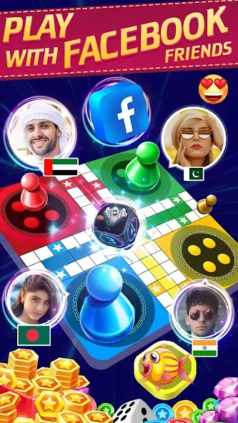 Online Ludo Game Multiplayer (Лудо Мастер Лудо Дайс Кинг) [МОД: Много монет, Открытые уровни и Мега MOD] Screenshot 1