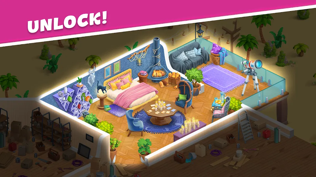 Open House: Match 3 puzzles (Открытый дом) [МОД: Много монет, Открытые уровни и Мега MOD] Screenshot 4