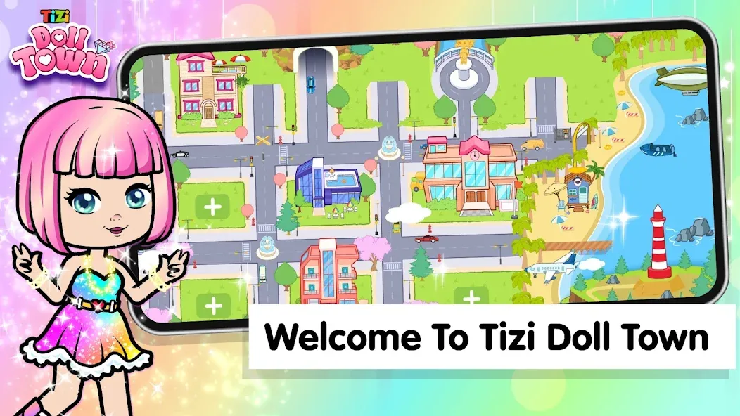 Tizi Town: Doll Dress Up Games [МОД: Все открыто, Дополнительные деньги и Меню MOD] Screenshot 1
