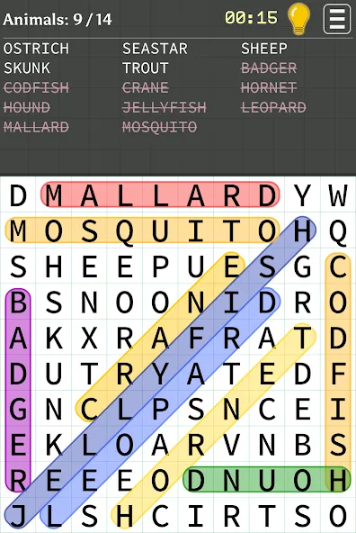 Word Search (Уорд Срч) [МОД: Все открыто, Дополнительные деньги и Меню MOD] Screenshot 1
