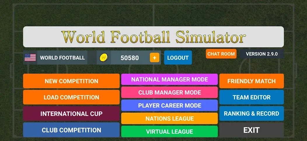 World Football Simulator (Мировой Футбольный Симулятор) [МОД: Меню, Бесконечные монеты и Открытые уровни] Screenshot 1