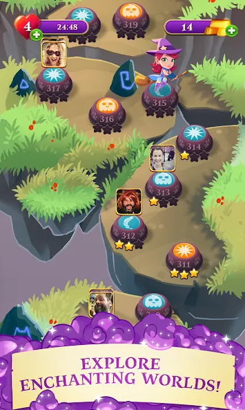 Bubble Witch 3 Saga (Бабл Витч 3 Сага) [МОД: Меню, Бесконечные монеты и Открытые уровни] Screenshot 4