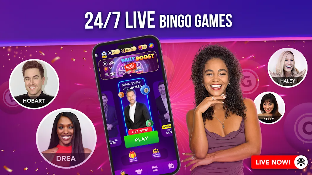 Live Play Bingo: Real Hosts (Лайв Плей Бинго) [МОД: Деньги, Монеты и Меню MOD] Screenshot 3