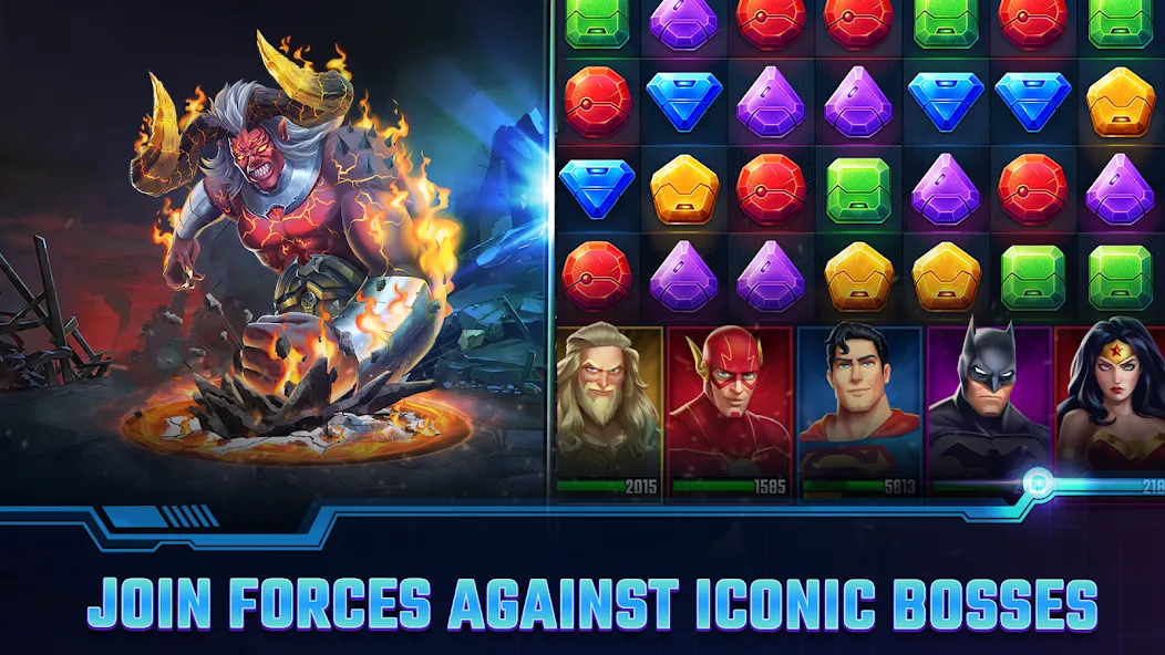 DC Heroes & Villains: Match 3 [МОД: Меню, Бесконечные монеты и Открытые уровни] Screenshot 4