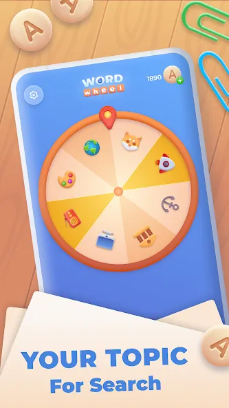 Word Wheel - Word Search [МОД: Все открыто, Дополнительные деньги и Меню MOD] Screenshot 1