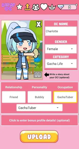Rate My OC (Рейт Май ОК) [МОД: Много денег, Монет и Все открыто] Screenshot 2