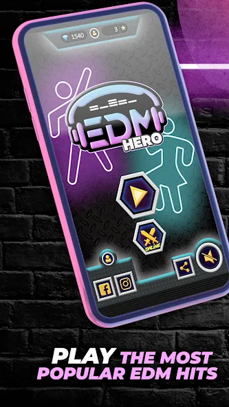 Guitar Hero Game: EDM Music (ЭДМ) [МОД: Бесконечные деньги, Монеты и Мега MOD] Screenshot 1