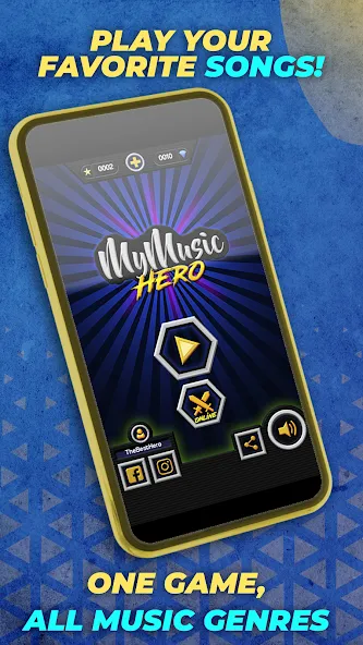 Guitar Hero Mobile: Music Game (Гитар Хиро Мобайл) [МОД: Деньги, Монеты и Меню MOD] Screenshot 1
