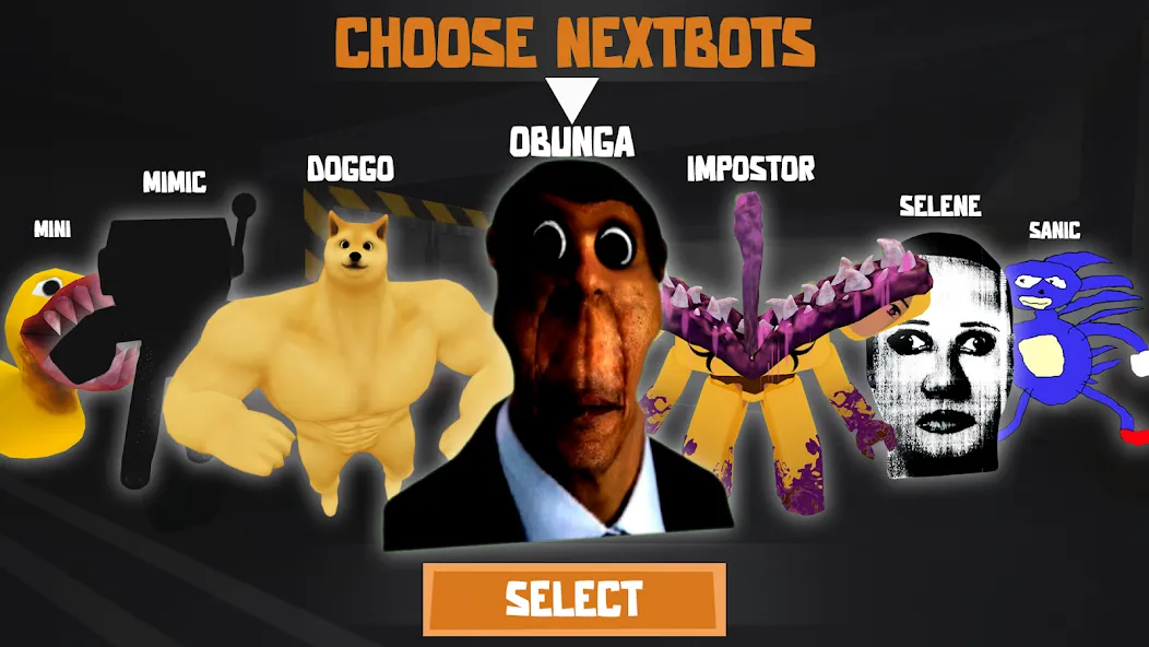 Nextbots: Obunga Chase Rooms (Некстботс) [МОД: Много монет, Открытые уровни и Мега MOD] Screenshot 1