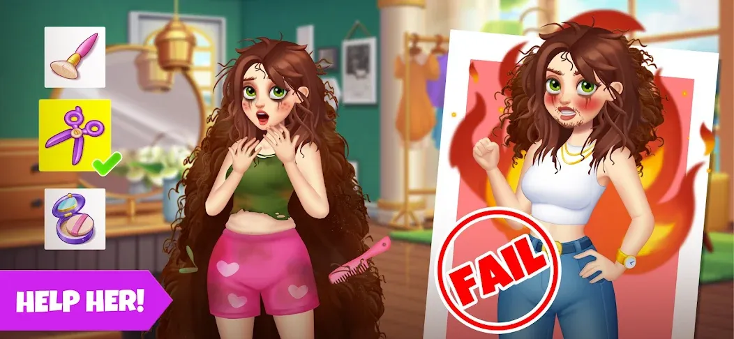 Makeover Blast: Dressup Salon (Мейковер Бласт) [МОД: Меню, Бесконечные монеты и Открытые уровни] Screenshot 2