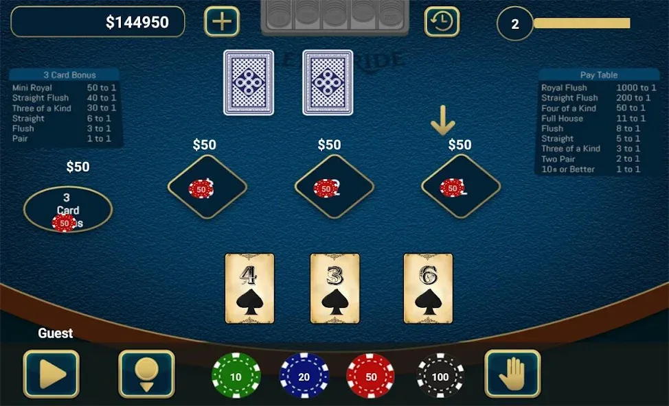 Let It Ride Poker [МОД: Меню, Бесконечные монеты и Открытые уровни] Screenshot 1