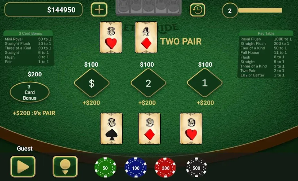 Let It Ride Poker [МОД: Меню, Бесконечные монеты и Открытые уровни] Screenshot 2
