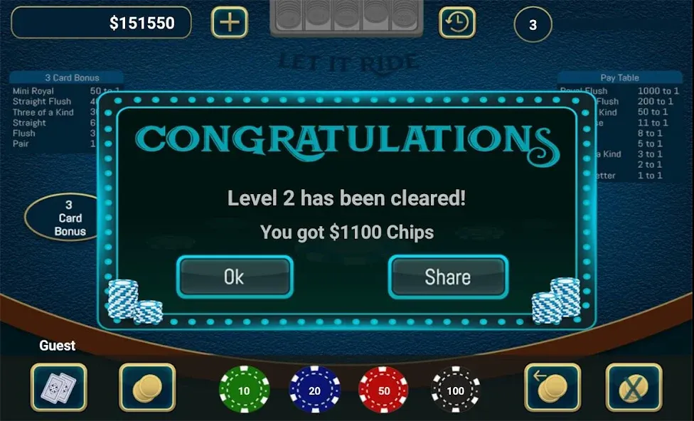 Let It Ride Poker [МОД: Меню, Бесконечные монеты и Открытые уровни] Screenshot 4