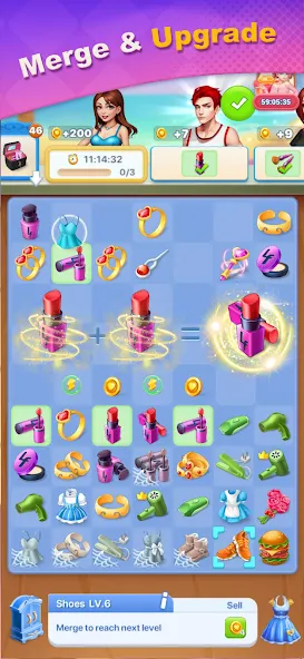 Merge Lover: Story & Makeover (Мердж Ловер) [МОД: Все открыто, Дополнительные деньги и Меню MOD] Screenshot 4