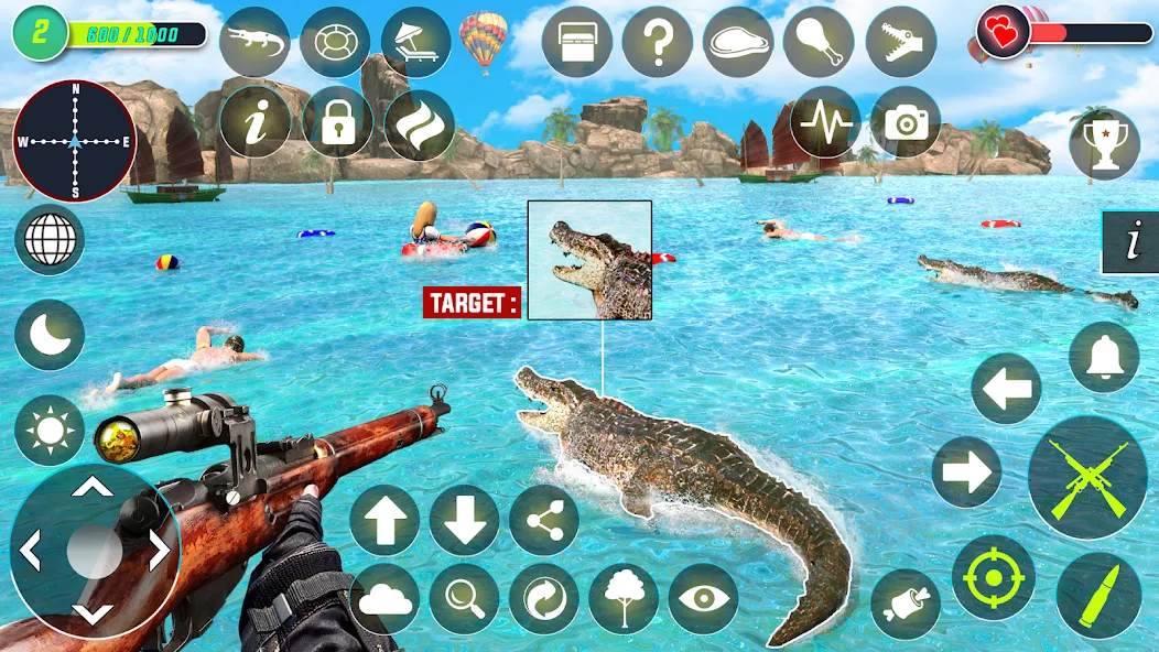 Crocodile Hunting Animal Games (Крокодил Охота Игры с животными) [МОД: Деньги, Монеты и Меню MOD] Screenshot 5