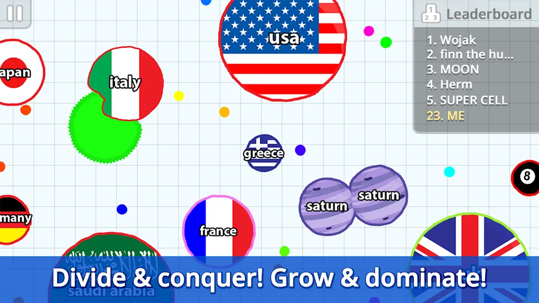 Agar.io [МОД: Меню, Бесконечные монеты и Открытые уровни] Screenshot 2