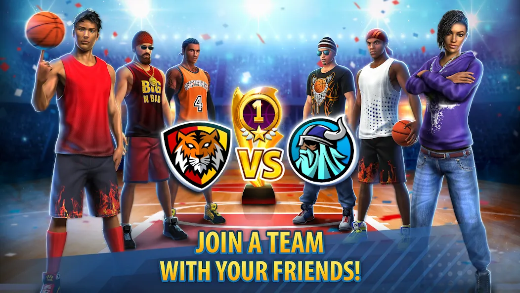 Basketball Stars: Multiplayer (Баскетбол Старс) [МОД: Меню, Бесконечные монеты и Открытые уровни] Screenshot 1