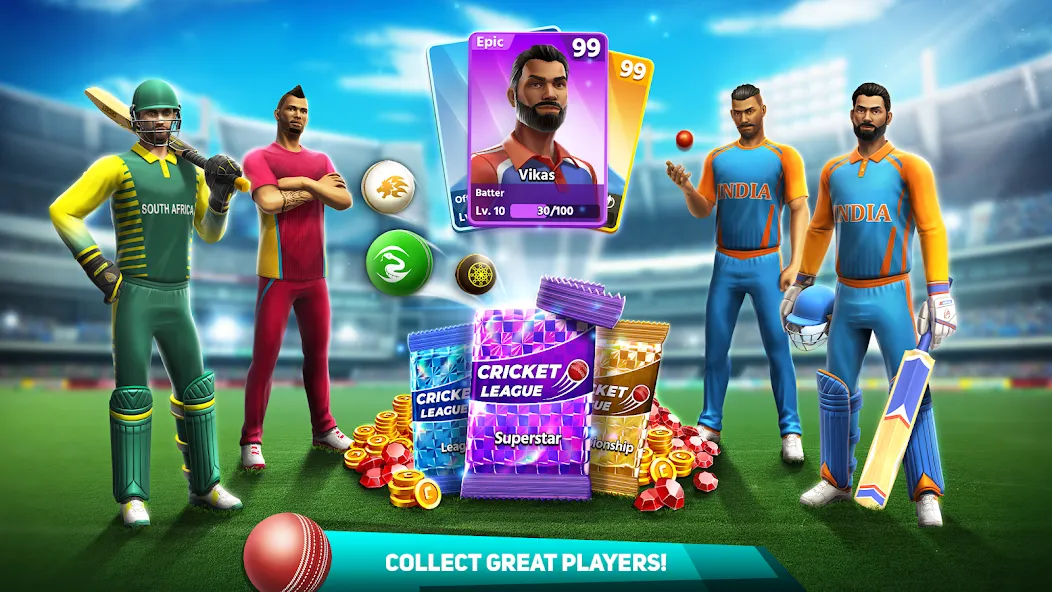 Cricket League (Крикет Лига) [МОД: Все открыто, Дополнительные деньги и Меню MOD] Screenshot 4