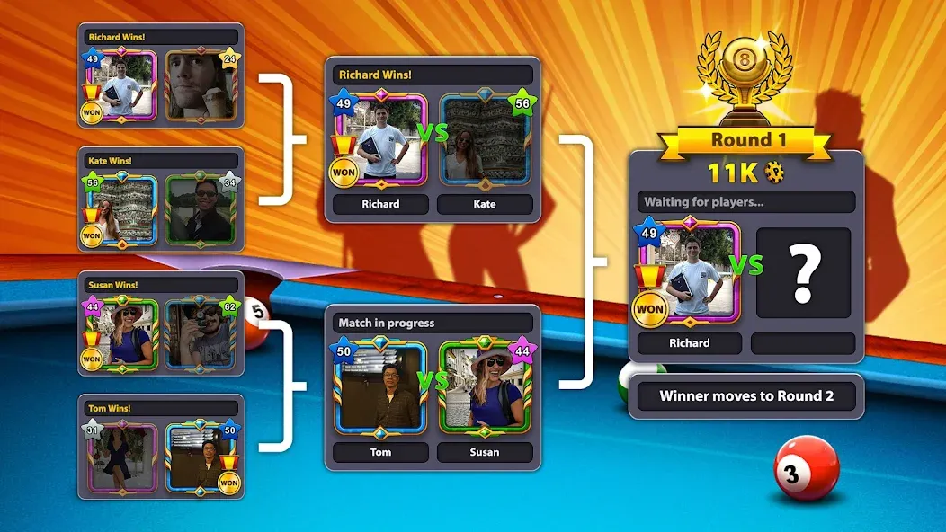 8 Ball Pool (Шаровый Бильярд) [МОД: Меню, Бесконечные монеты и Открытые уровни] Screenshot 4
