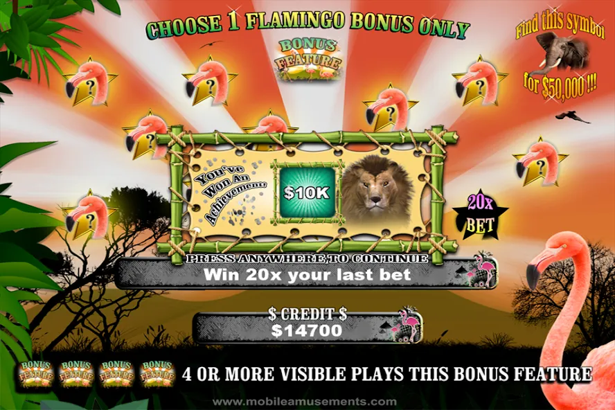 Flamingo Safari Slots (Фламинго Сафари Слоты) [МОД: Меню, Бесконечные монеты и Открытые уровни] Screenshot 2