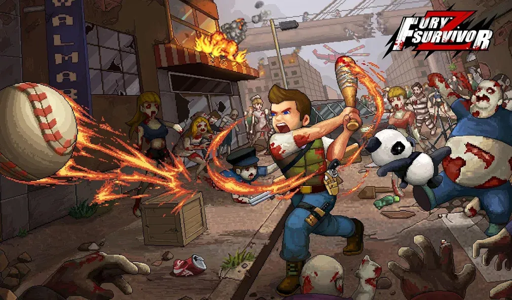 Fury Survivor: Pixel Z (Фьюри Сурвайвер) [МОД: Много денег, Монет и Все открыто] Screenshot 1