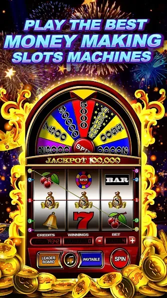 Money Wheel Slot Machine Game (Мани Вил Слот Машине Гейм) [МОД: Много монет, Открытые уровни и Мега MOD] Screenshot 1