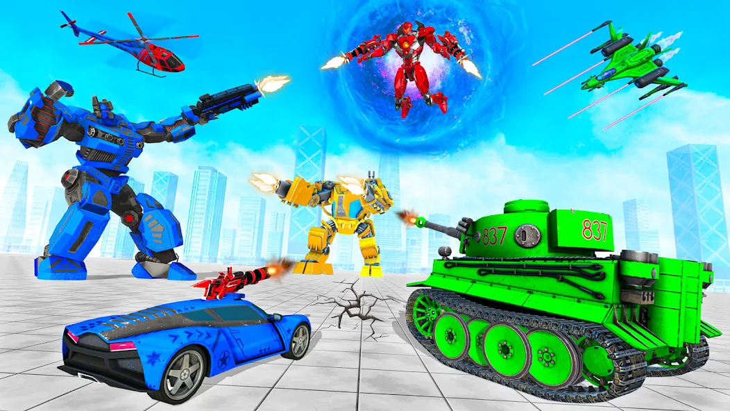 Tank Robot Game Army Games (армейский танк робот трансформационная игра) [МОД: Меню, Бесконечные монеты и Открытые уровни] Screenshot 3