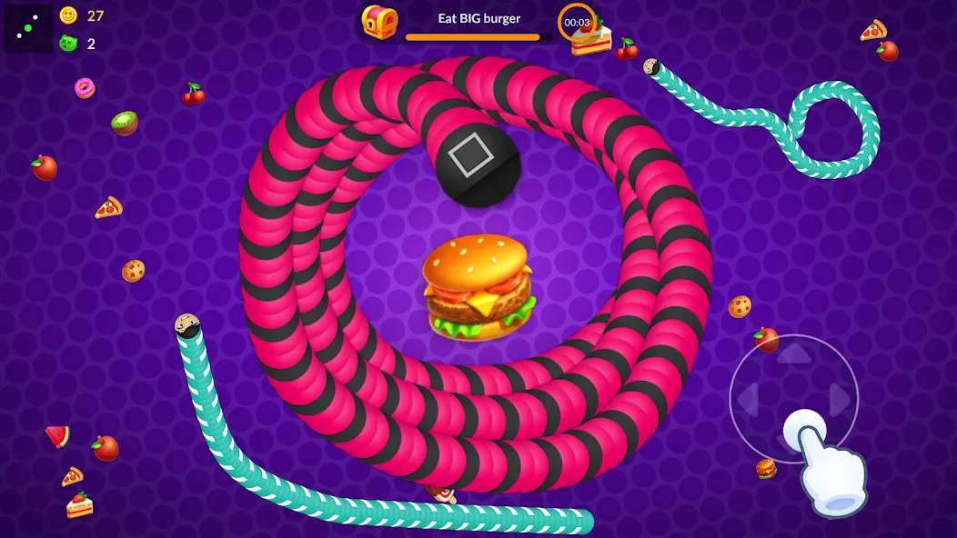 Snake vs Worms: Fun .io Zone [МОД: Бесконечные деньги, Монеты и Мега MOD] Screenshot 1