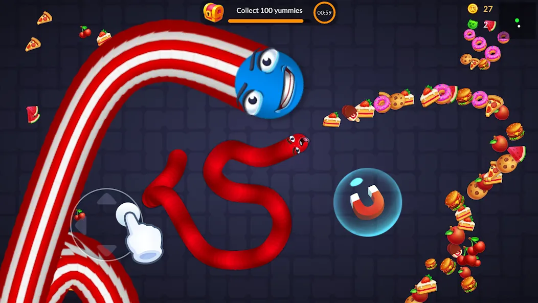Snake vs Worms: Fun .io Zone [МОД: Бесконечные деньги, Монеты и Мега MOD] Screenshot 3