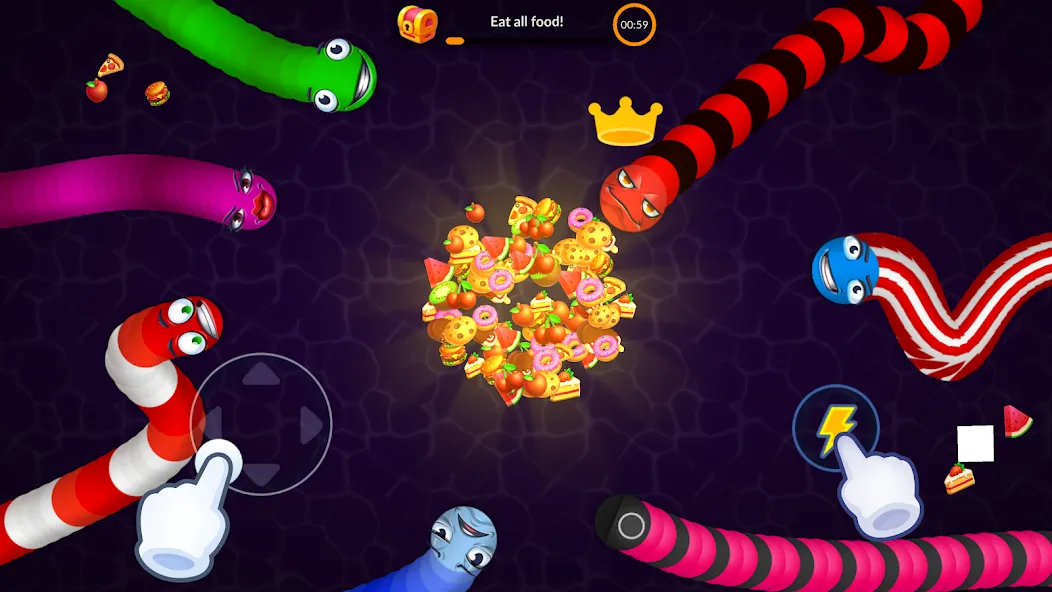 Snake vs Worms: Fun .io Zone [МОД: Бесконечные деньги, Монеты и Мега MOD] Screenshot 4