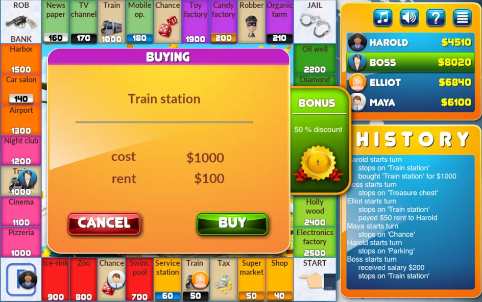 CrazyPoly - Business Dice Game (КрейзиПоли) [МОД: Много монет, Открытые уровни и Мега MOD] Screenshot 2