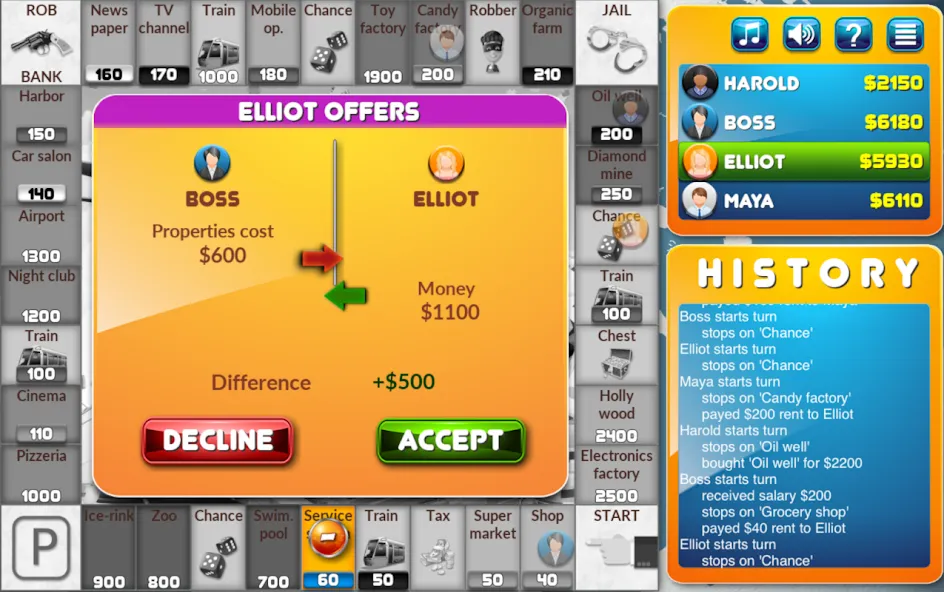CrazyPoly - Business Dice Game (КрейзиПоли) [МОД: Много монет, Открытые уровни и Мега MOD] Screenshot 5