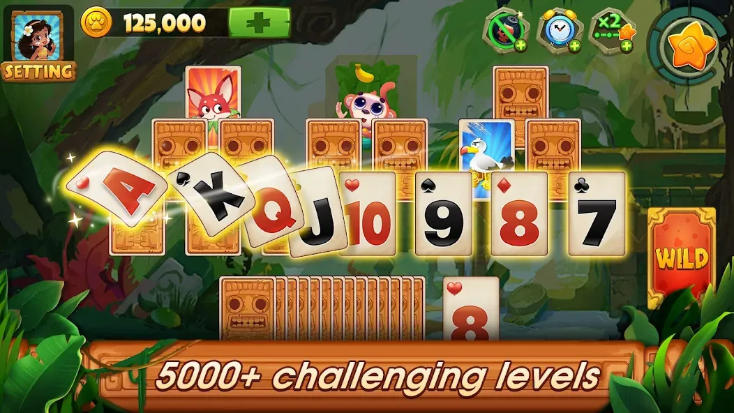 Solitaire Tripeaks: Card Games (Солитер Трипикс) [МОД: Меню, Бесконечные монеты и Открытые уровни] Screenshot 1