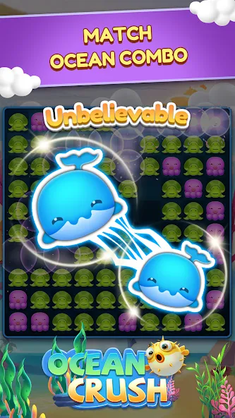 Ocean Crush-Matching Games (Оушен Краш) [МОД: Меню, Бесконечные монеты и Открытые уровни] Screenshot 1