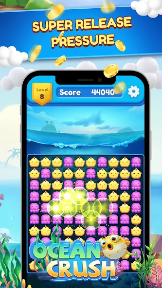 Ocean Crush-Matching Games (Оушен Краш) [МОД: Меню, Бесконечные монеты и Открытые уровни] Screenshot 5