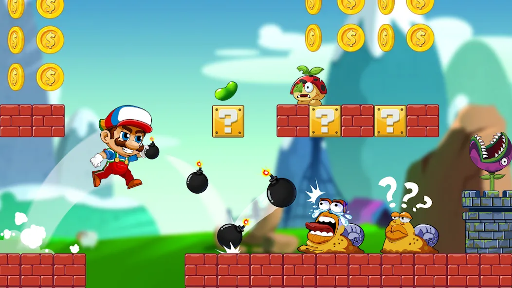 Super Bean Bros: Running Games (Супер Бин Приключение) [МОД: Меню, Бесконечные монеты и Открытые уровни] Screenshot 1