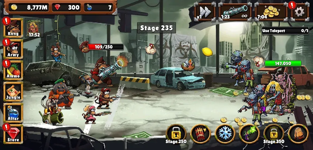 Apes vs. Zombies [МОД: Меню, Бесконечные монеты и Открытые уровни] Screenshot 3