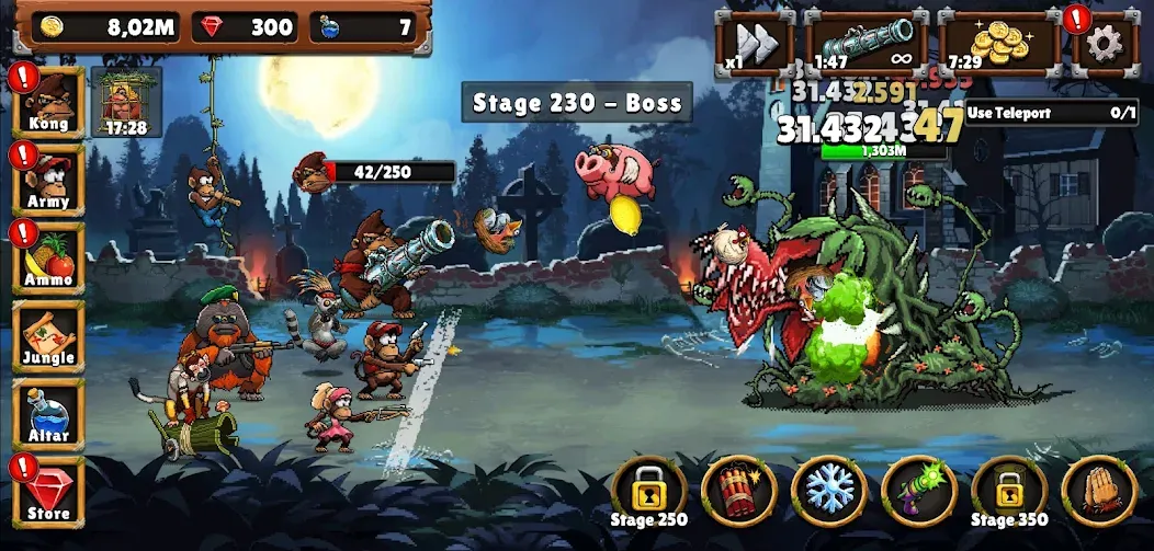 Apes vs. Zombies [МОД: Меню, Бесконечные монеты и Открытые уровни] Screenshot 4