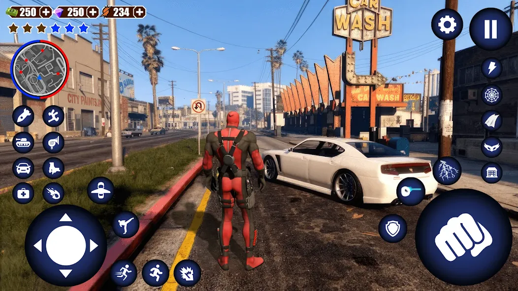 Miami Rope Hero Spider Game [МОД: Бесконечные деньги, Монеты и Мега MOD] Screenshot 5