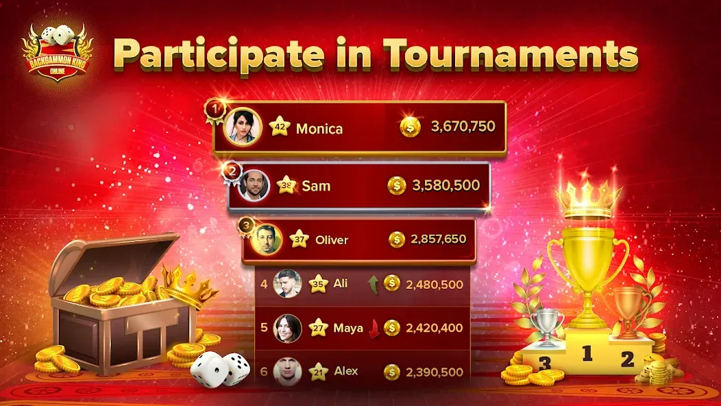 Backgammon King Online [МОД: Меню, Бесконечные монеты и Открытые уровни] Screenshot 2