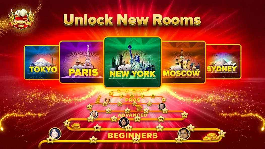 Backgammon King Online [МОД: Меню, Бесконечные монеты и Открытые уровни] Screenshot 4