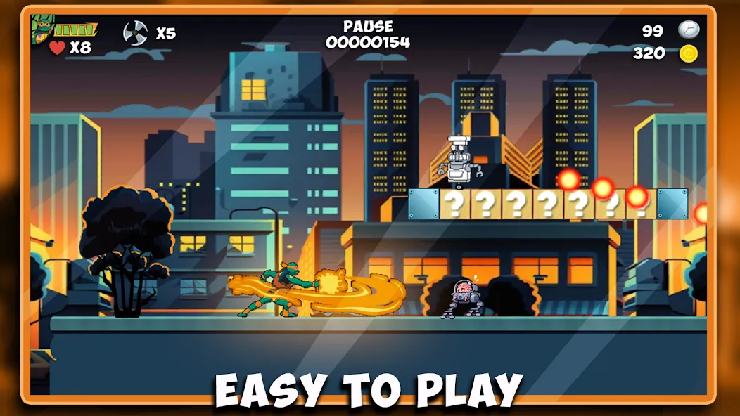 The turtle adventur ninja hero [МОД: Меню, Бесконечные монеты и Открытые уровни] Screenshot 2