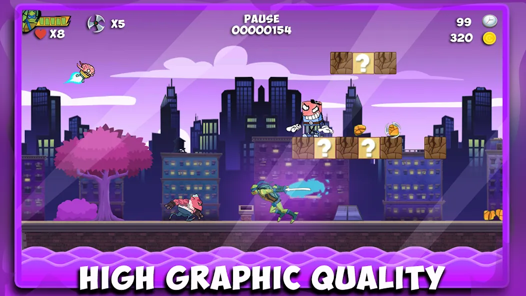 The turtle adventur ninja hero [МОД: Меню, Бесконечные монеты и Открытые уровни] Screenshot 5