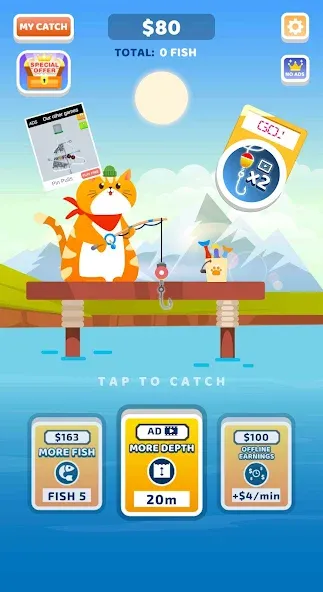 Idle Furry Fishing! [МОД: Все открыто, Дополнительные деньги и Меню MOD] Screenshot 1